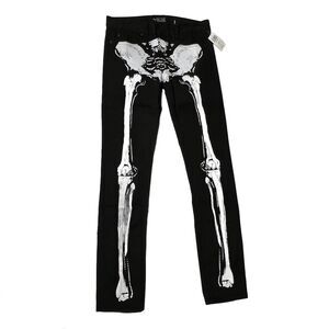 RUDE Hot Topic Men's Black Skeleton Skinny Jeans Pants Size 30 x 32 Cotton Blend